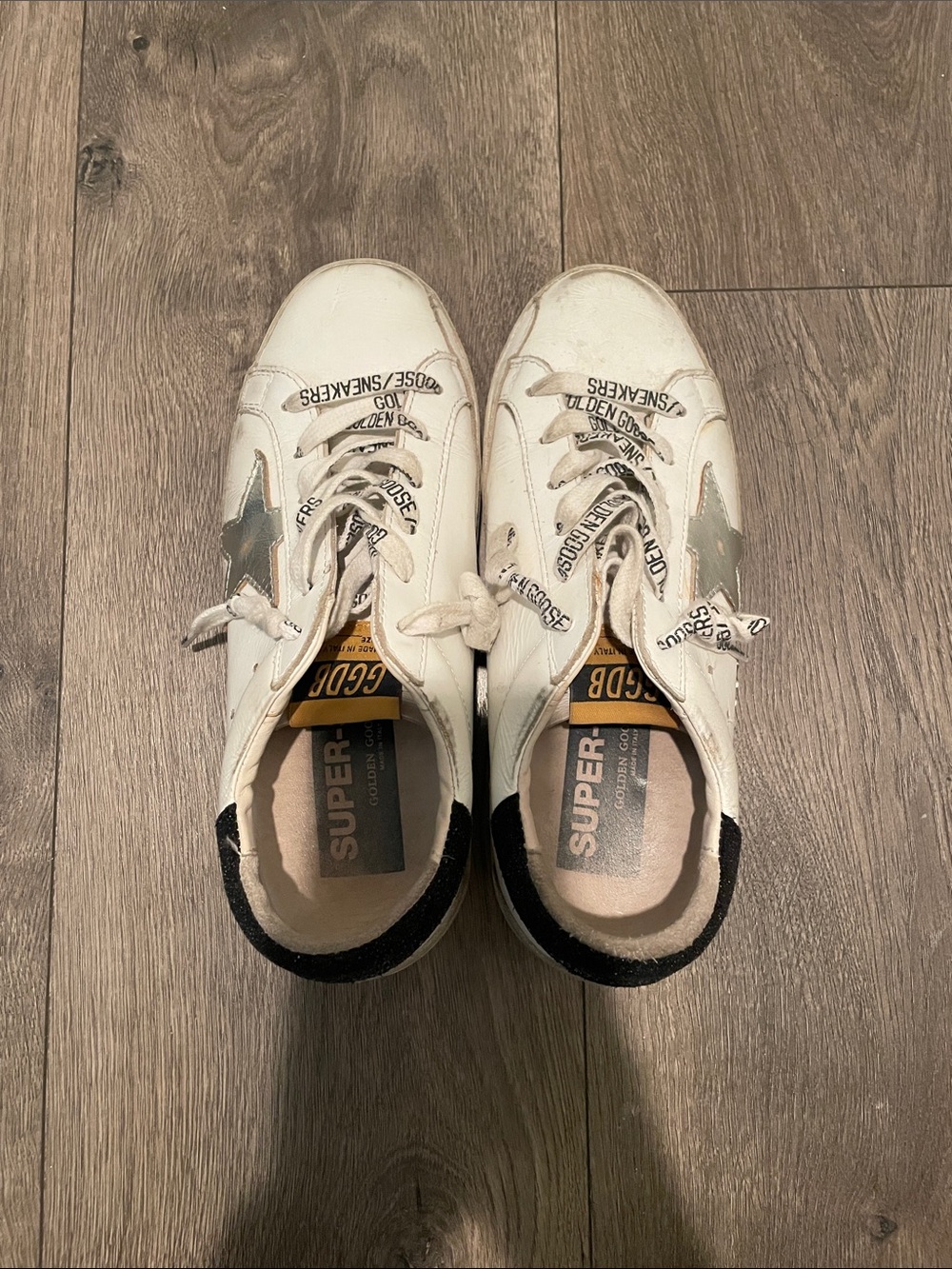 Golden Goose White Sneakers with Black Heel Tab - Picture 2 of 5